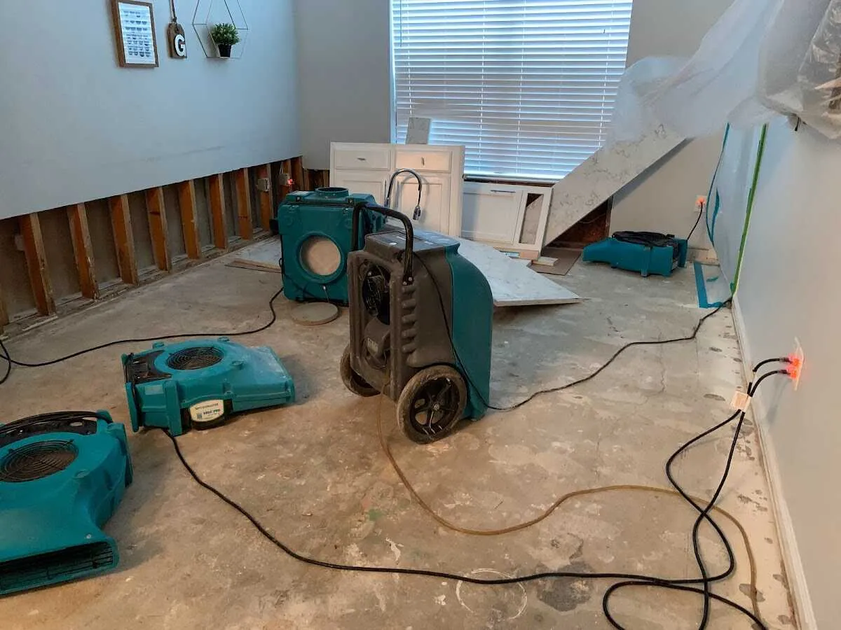 Dehumidifier in flood-cut room for Water Extraction & Removal in Clovis
